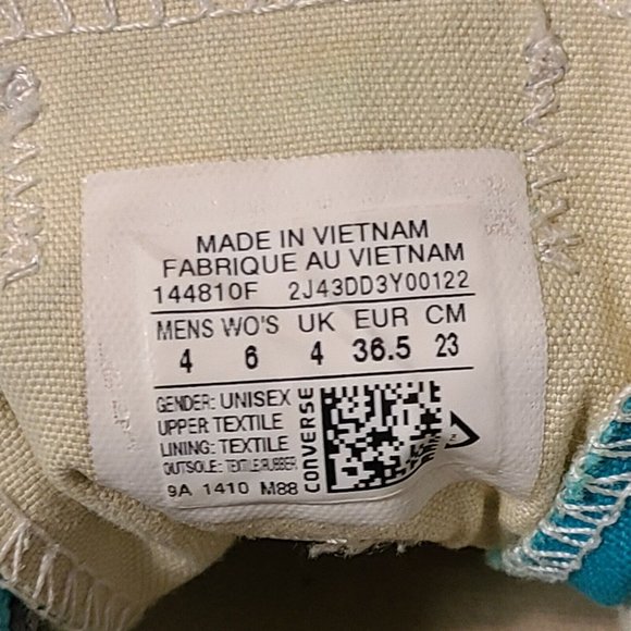 Converse All Star Unisex Low Top Men's Sz 4 Woman's‎ Sz 6 Teal Sneakers Shoes - Picture 10 of 10